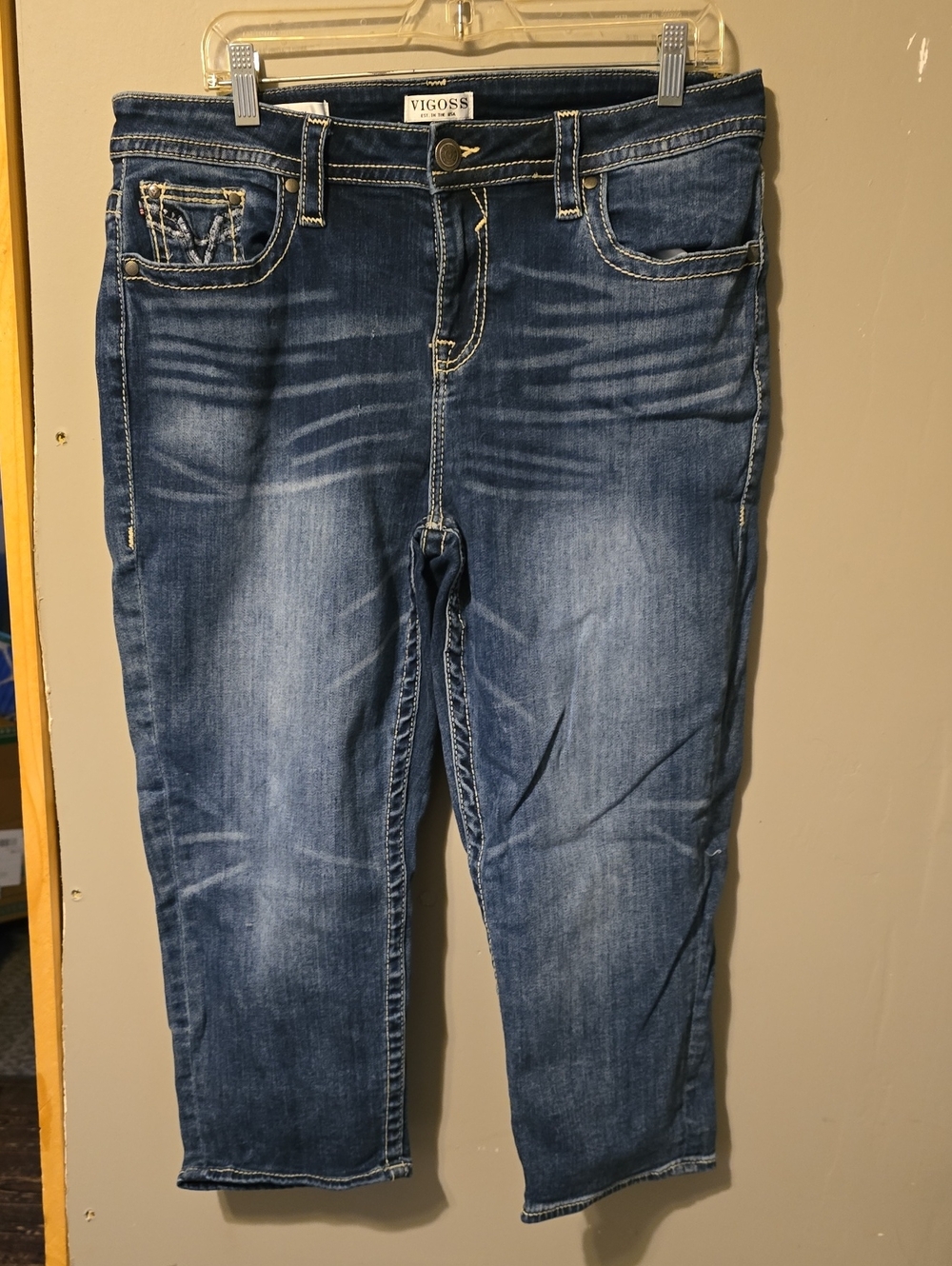 Vigoss Dark Blue Cropped Stretch Denim Jeans